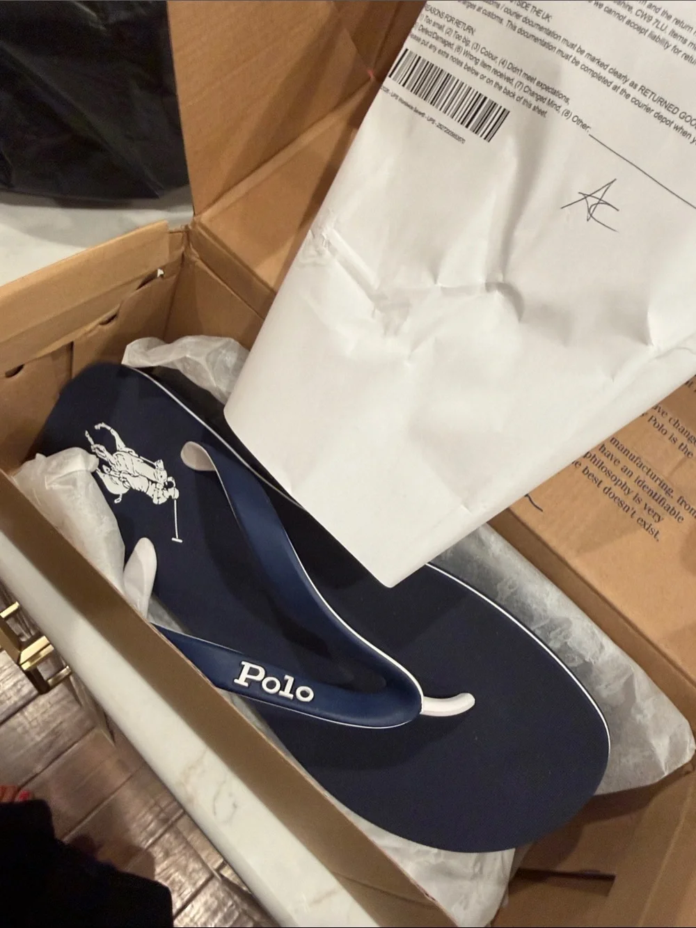Polo by Ralph Lauren Navy and White Men’s Flip Flops